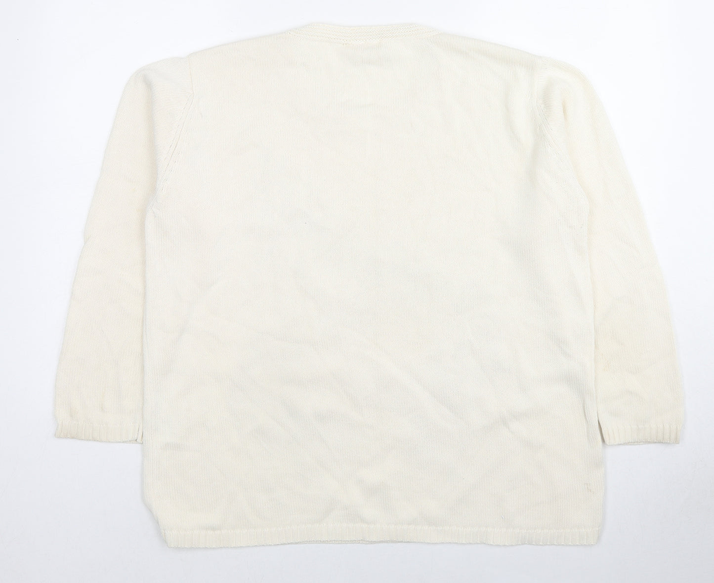 Betty Barclay Womens Ivory Round Neck Cotton Pullover Jumper Size XL - Butterfly