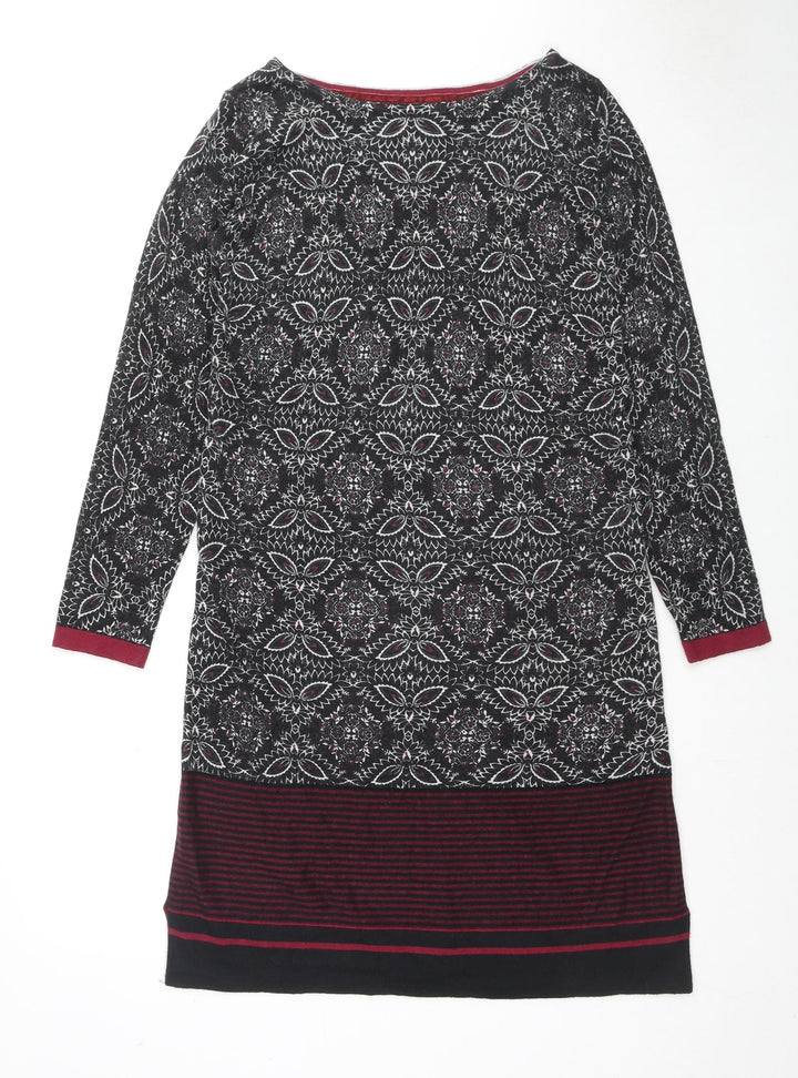 Scarlett Womens Multicoloured Geometric Cotton Kaftan Size 10 Round Neck Pullover