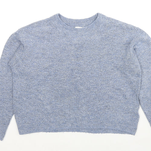 Marks and Spencer Womens Blue Crew Neck Acrylic Pullover Jumper Size S