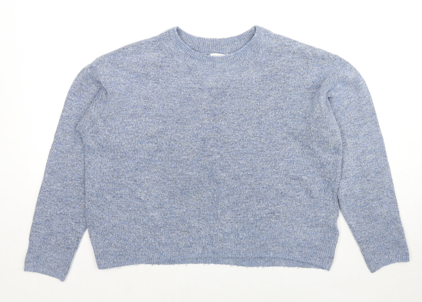 Marks and Spencer Womens Blue Crew Neck Acrylic Pullover Jumper Size S
