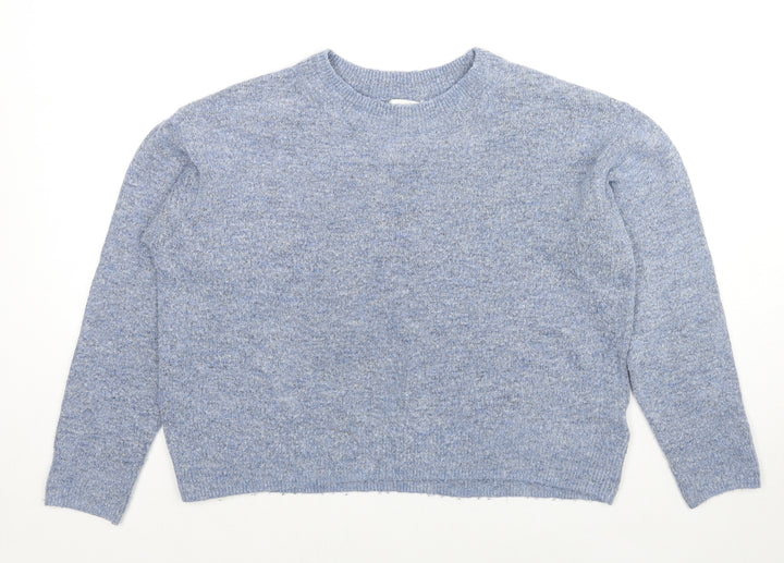 Marks and Spencer Womens Blue Crew Neck Acrylic Pullover Jumper Size S