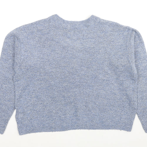 Marks and Spencer Womens Blue Crew Neck Acrylic Pullover Jumper Size S