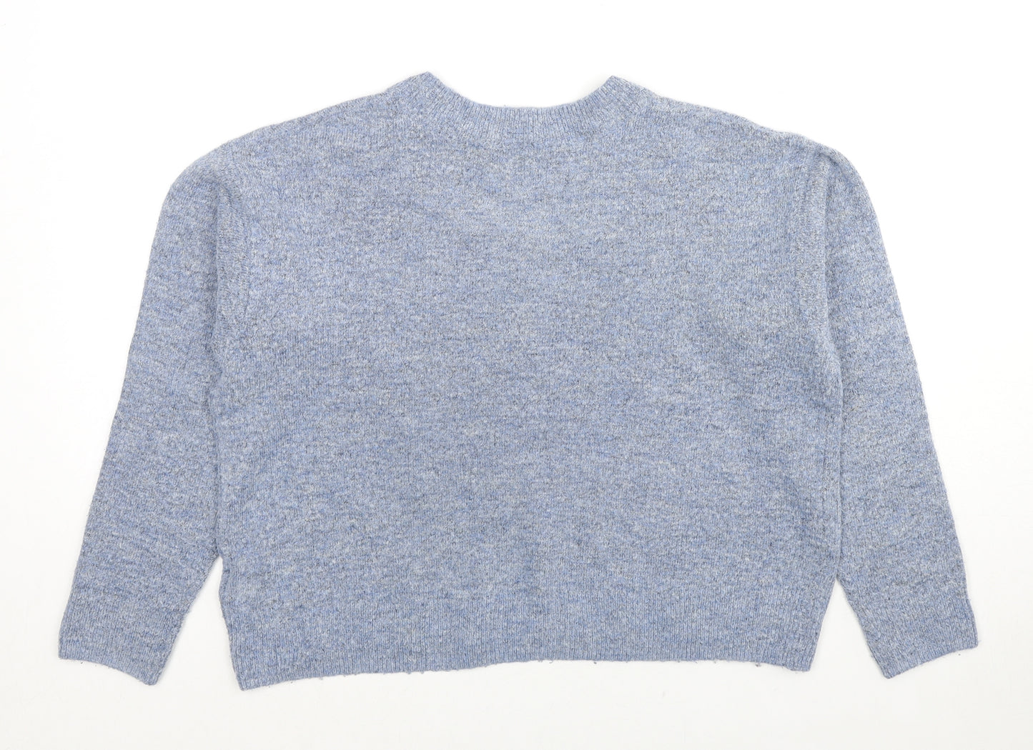 Marks and Spencer Womens Blue Crew Neck Acrylic Pullover Jumper Size S
