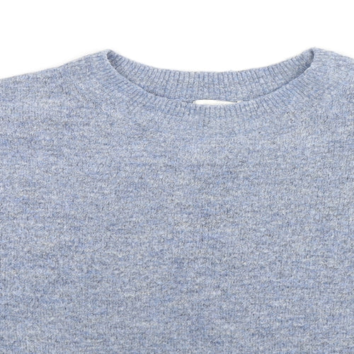 Marks and Spencer Womens Blue Crew Neck Acrylic Pullover Jumper Size S