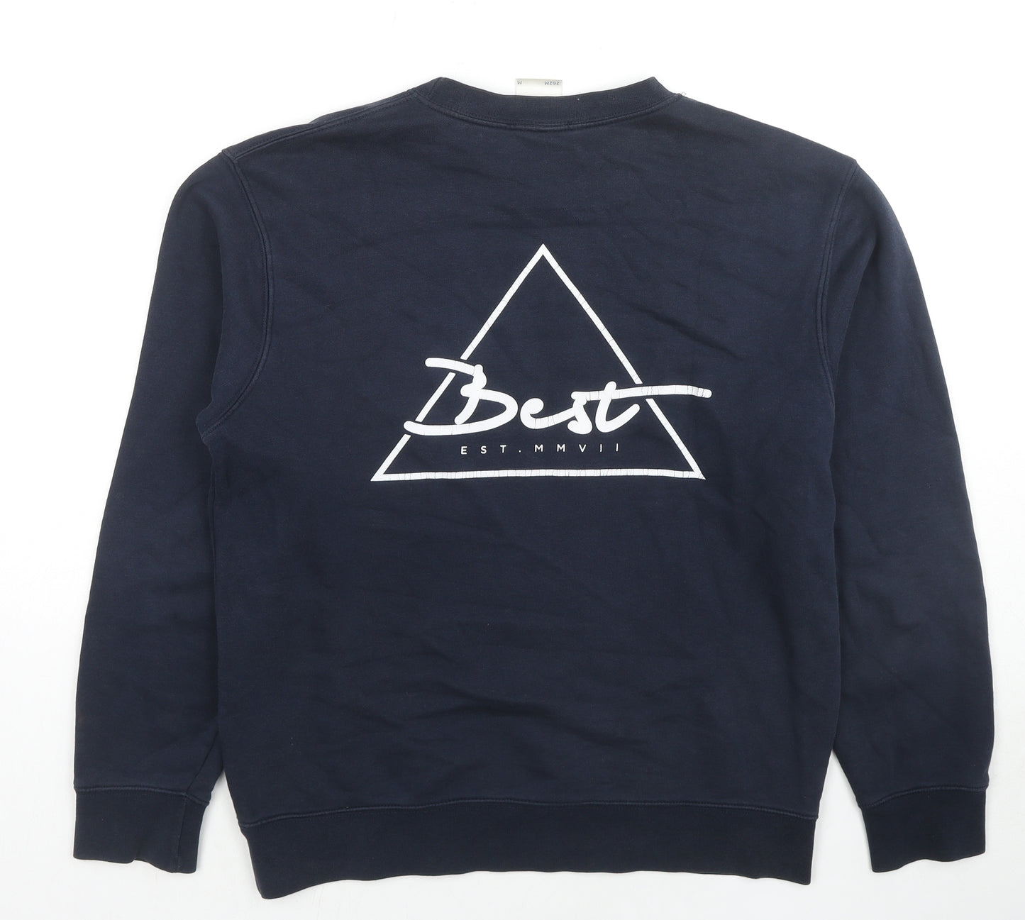 Best Mens Blue Cotton Pullover Sweatshirt Size M - Logo