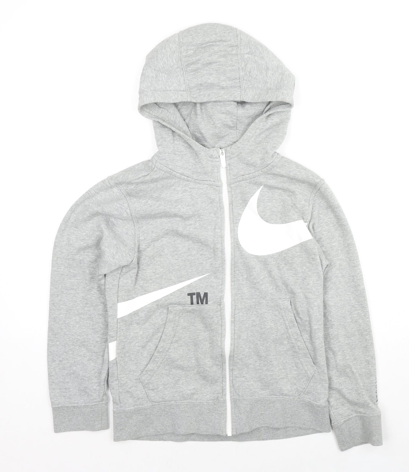 Nike Boys Grey Cotton Full Zip Hoodie Size M Zip