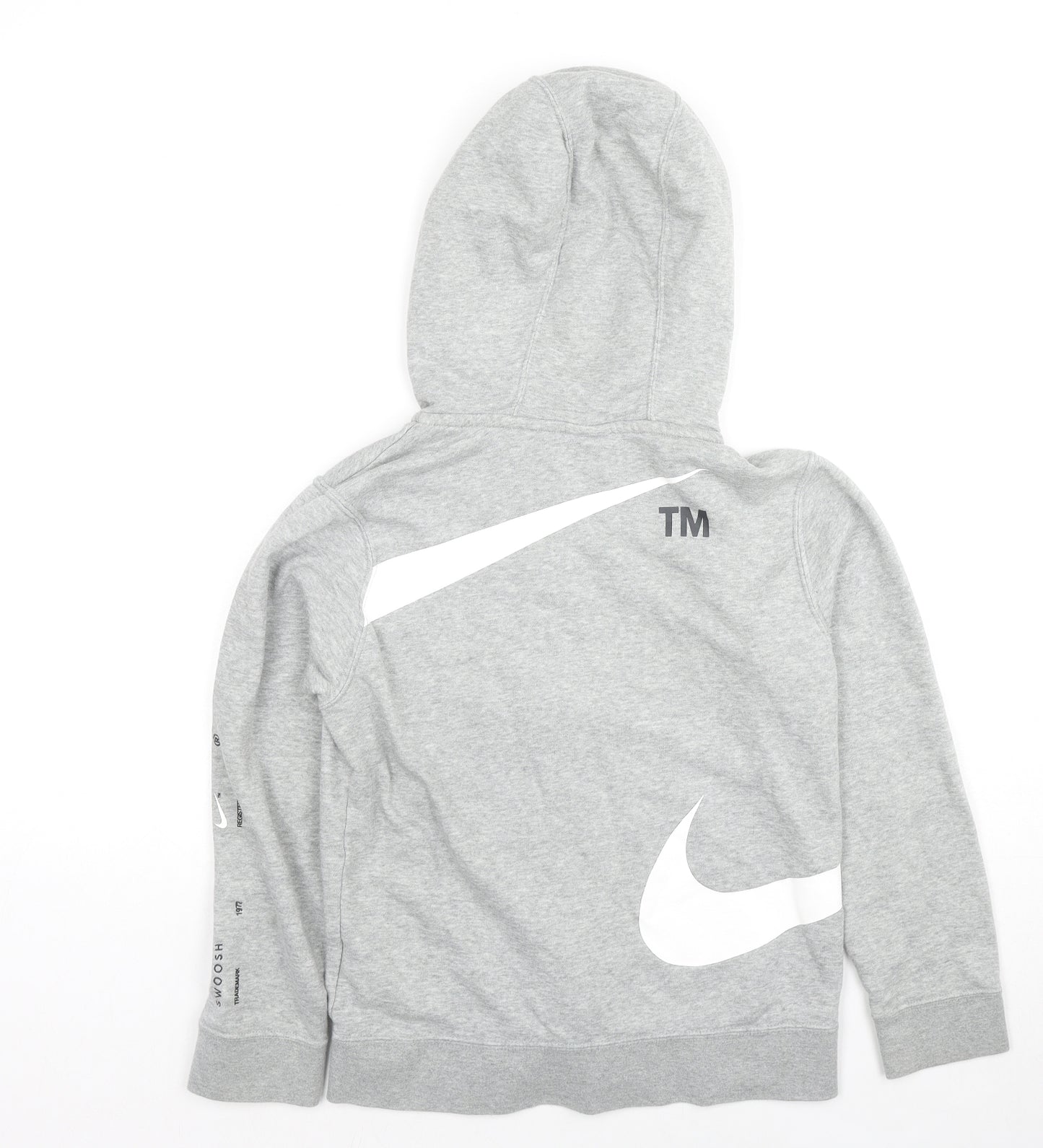 Nike Boys Grey Cotton Full Zip Hoodie Size M Zip