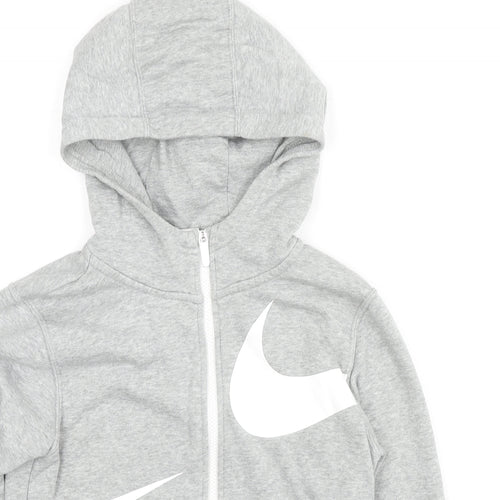 Nike Boys Grey Cotton Full Zip Hoodie Size M Zip