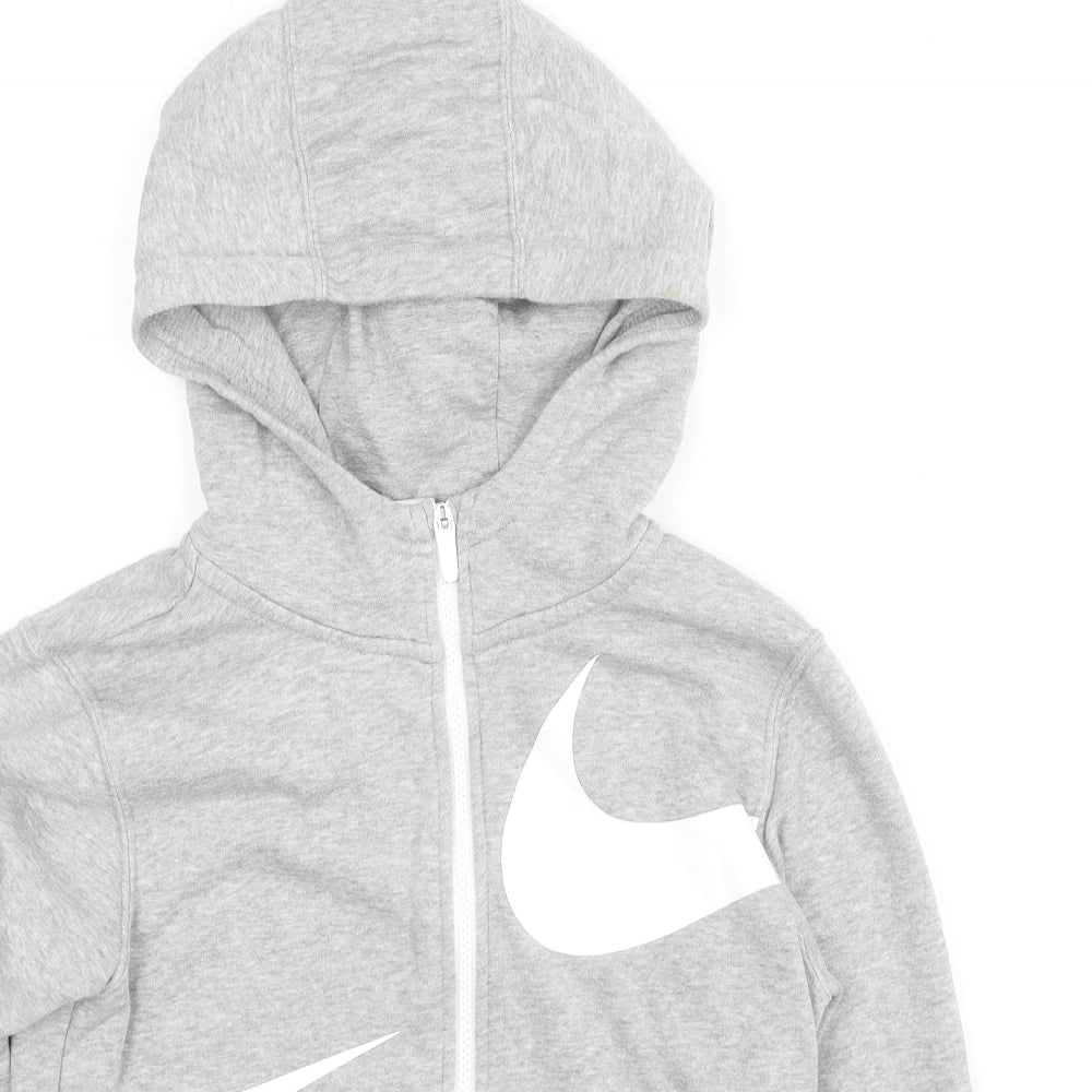 Nike Boys Grey Cotton Full Zip Hoodie Size M Zip