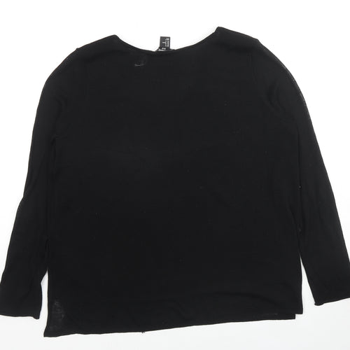 H&M Womens Black V-Neck Polyester Pullover Jumper Size M