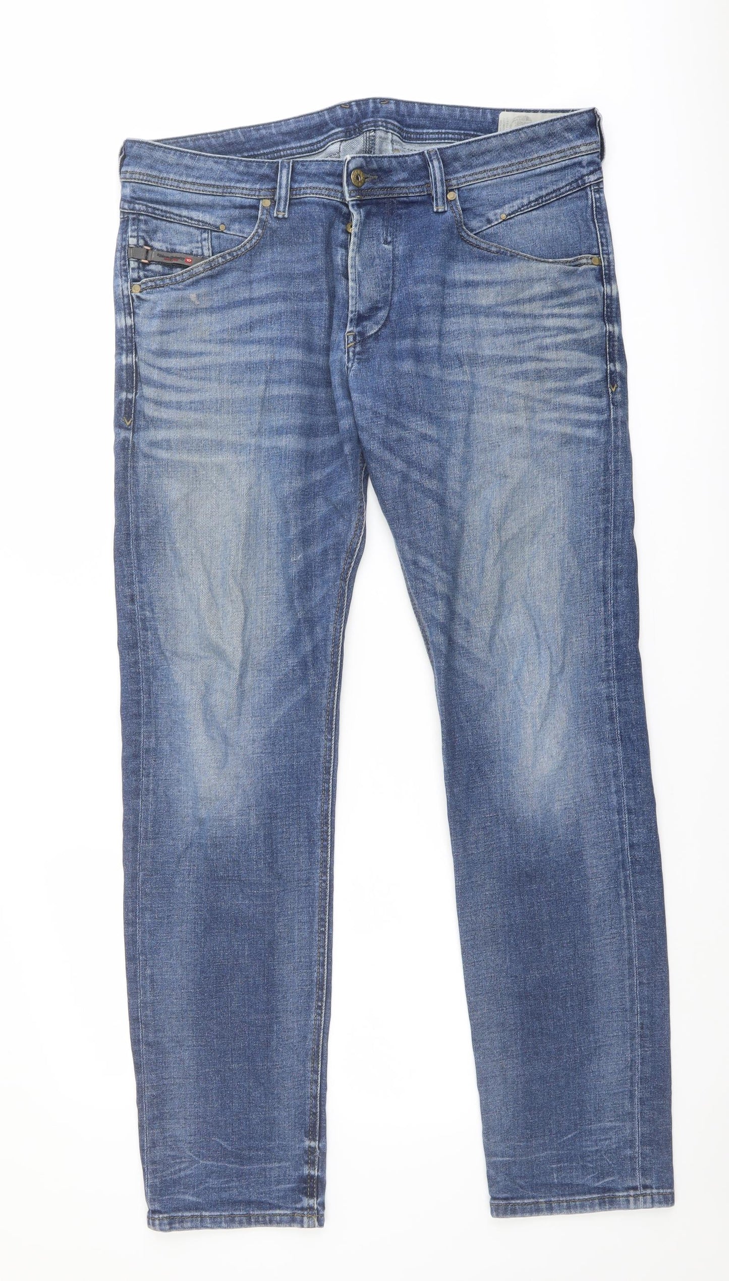 Diesel Mens Blue Cotton Straight Jeans Size 34 in L32 in Regular Button