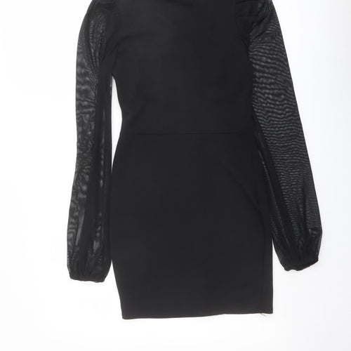I SAW IT FIRST Womens Black Polyester Pencil Dress Size 6 Square Neck Hook & Eye