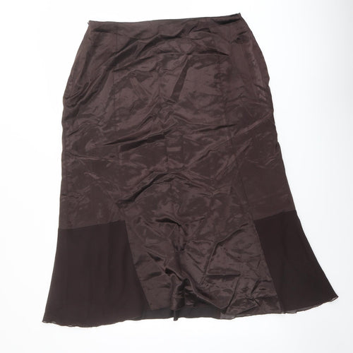 Klass Womens Brown Polyester A-Line Skirt Size 16 Zip