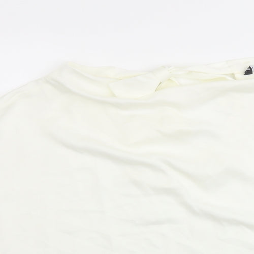 Zara Womens Ivory Polyester Basic T-Shirt Size L Cowl Neck