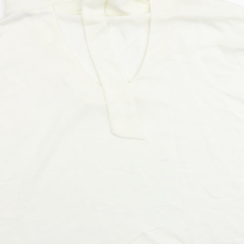 Zara Womens Ivory Polyester Basic T-Shirt Size L Cowl Neck