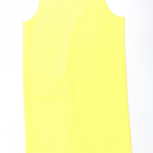 Mango Womens Yellow Polyester A-Line Size L Crew Neck Pullover