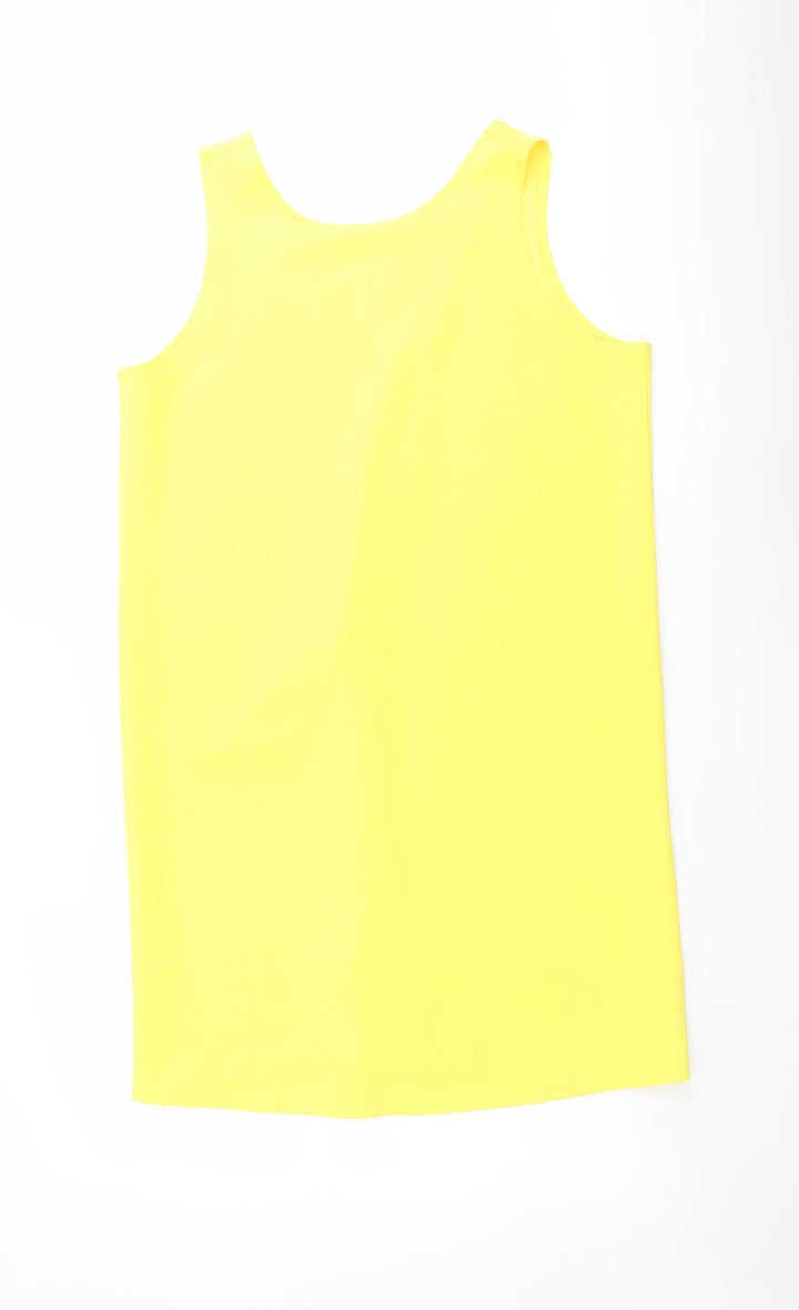 Mango Womens Yellow Polyester A-Line Size L Crew Neck Pullover
