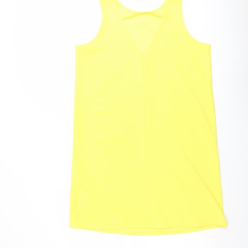 Mango Womens Yellow Polyester A-Line Size L Crew Neck Pullover