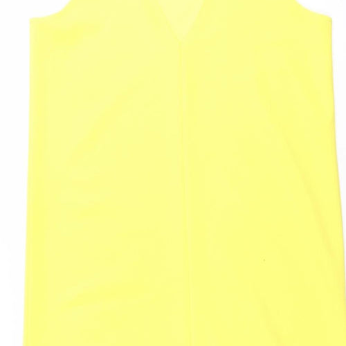 Mango Womens Yellow Polyester A-Line Size L Crew Neck Pullover