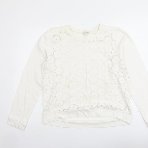 Gap Womens Ivory Cotton Pullover Sweatshirt Size L Pullover - Lace Overlay