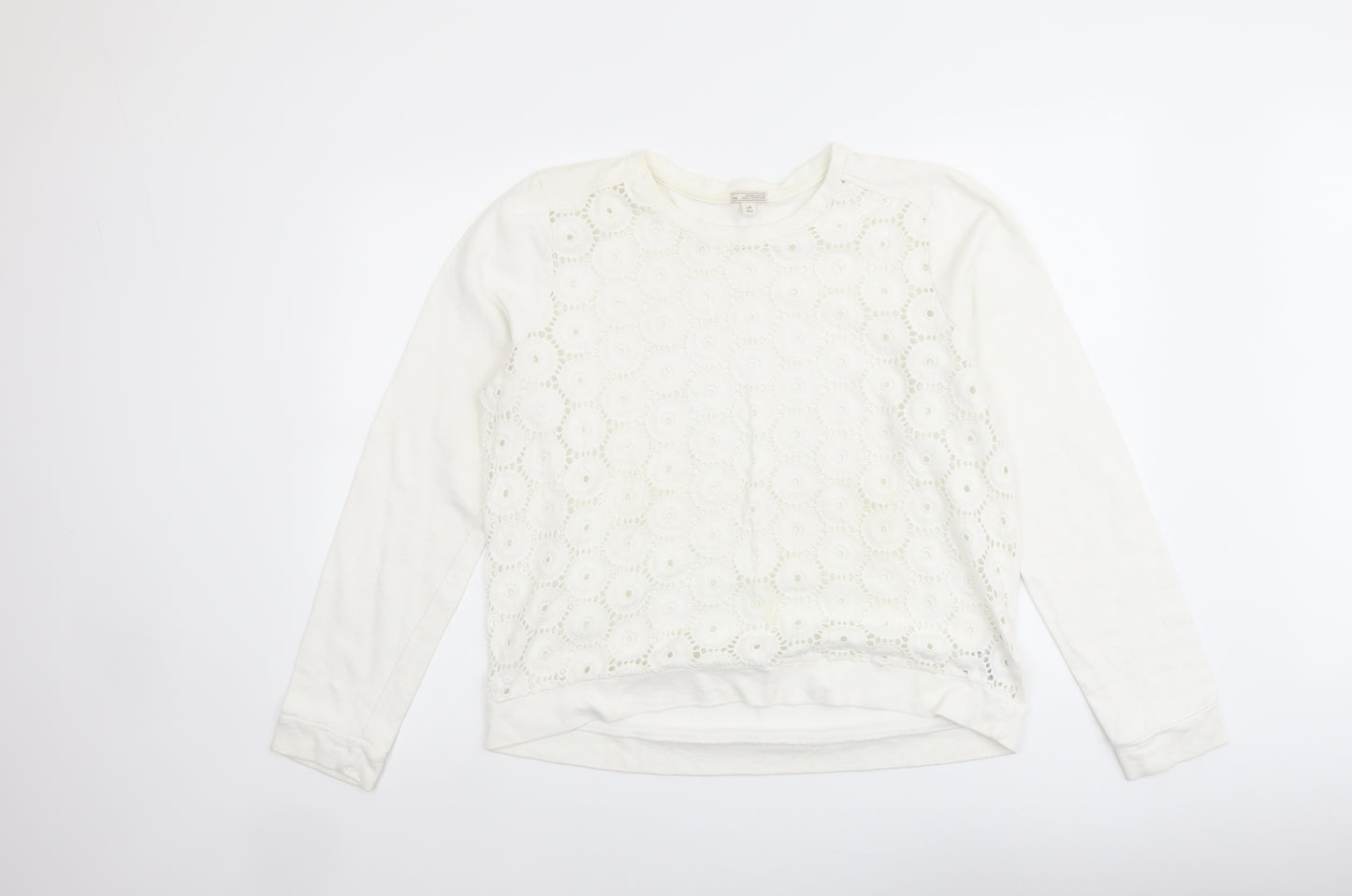 Gap Womens Ivory Cotton Pullover Sweatshirt Size L Pullover - Lace Overlay