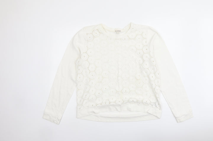 Gap Womens Ivory Cotton Pullover Sweatshirt Size L Pullover - Lace Overlay