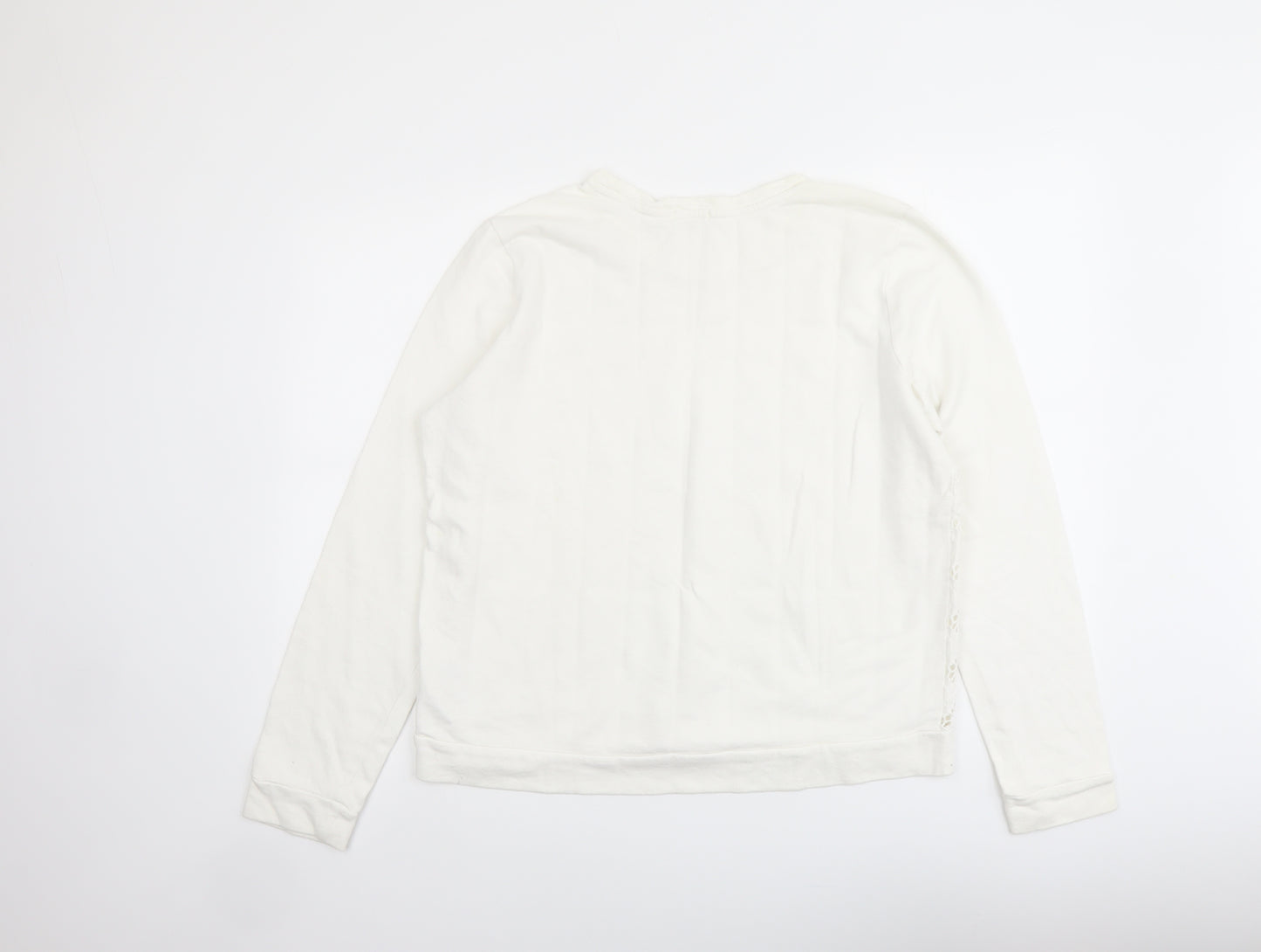 Gap Womens Ivory Cotton Pullover Sweatshirt Size L Pullover - Lace Overlay