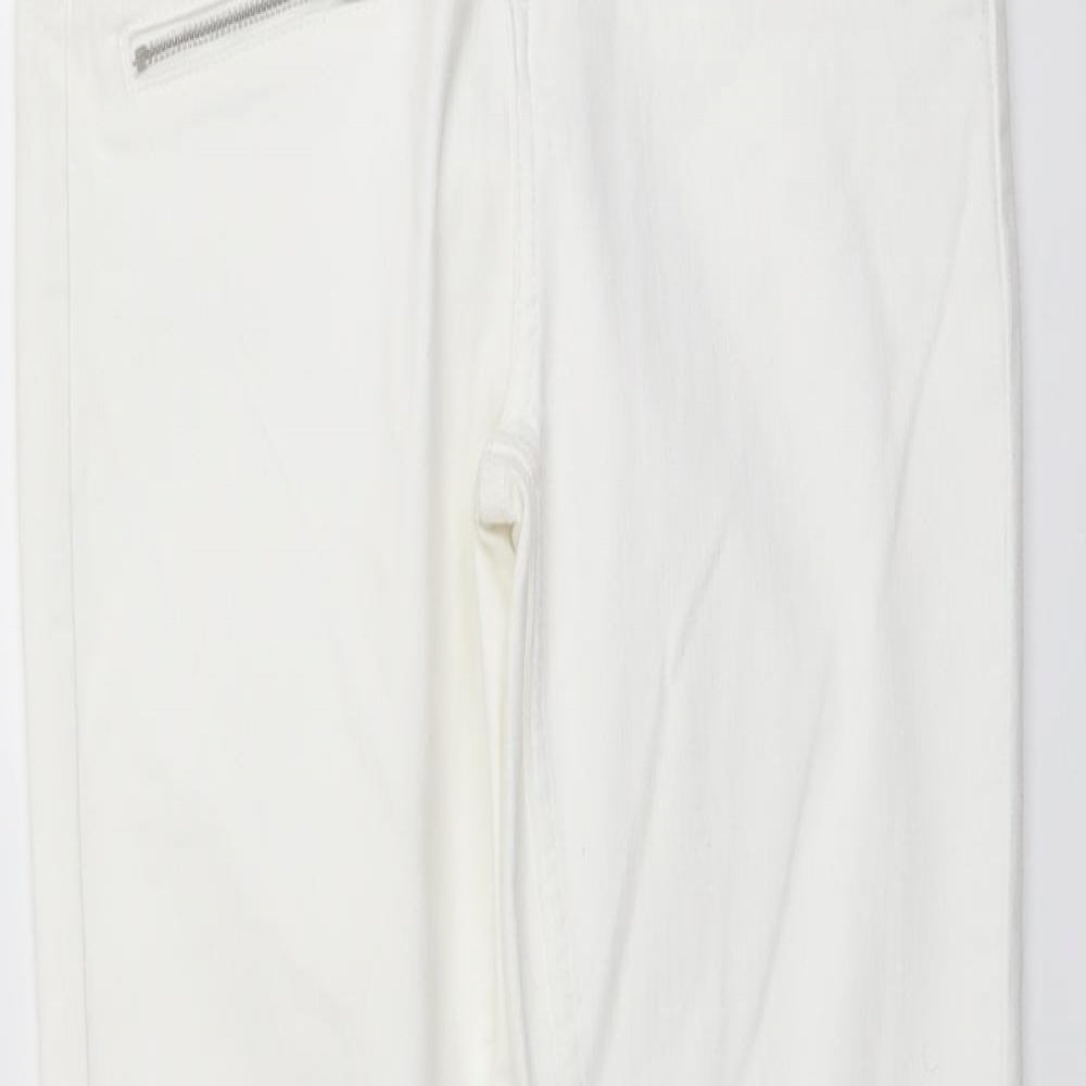 Mint Velvet Womens Ivory Cotton Straight Jeans Size 10 L29 in Regular Button