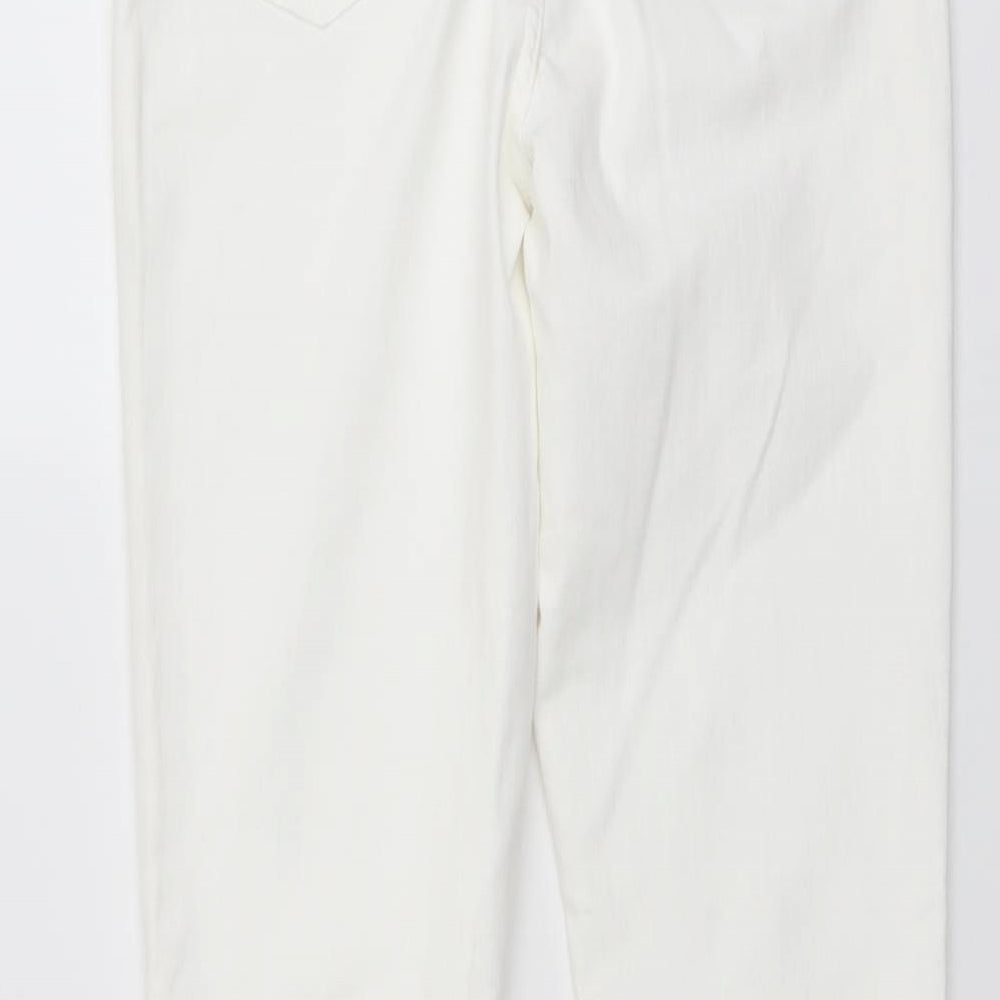 Mint Velvet Womens Ivory Cotton Straight Jeans Size 10 L29 in Regular Button