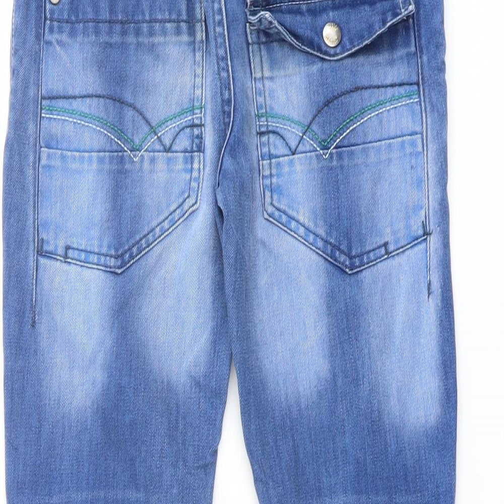 NEXT Boys Blue Cotton Tapered Jeans Size 7 Years Regular Drawstring - Distressed