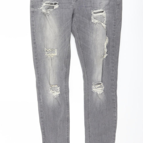 Denim & Co. Womens Grey Cotton Skinny Jeans Size 12 L29 in Regular Button