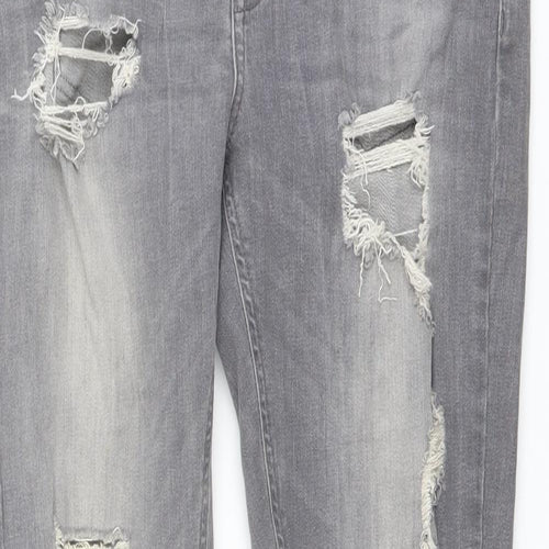 Denim & Co. Womens Grey Cotton Skinny Jeans Size 12 L29 in Regular Button