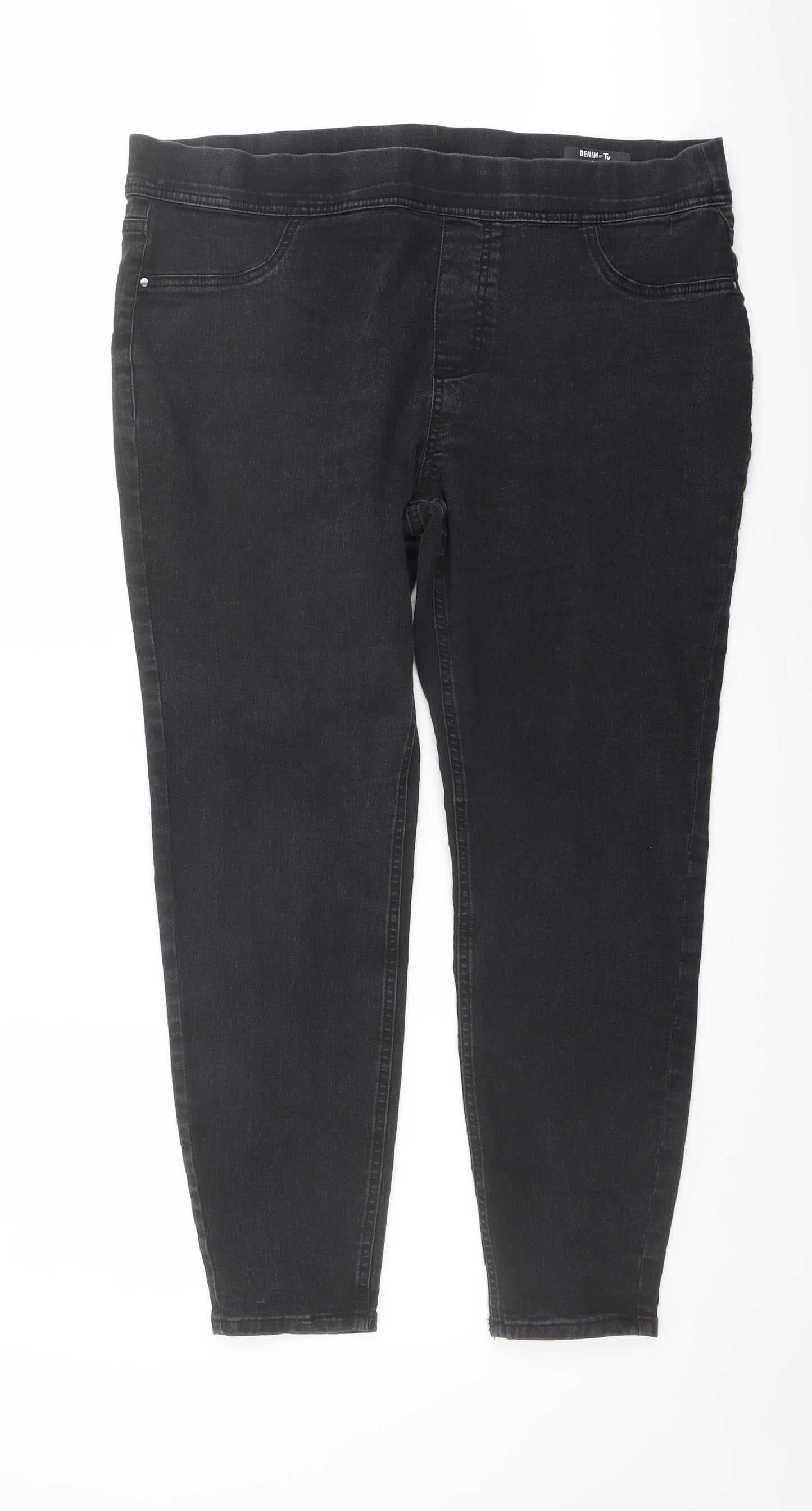 TU Womens Black Cotton Straight Jeans Size 18 L27 in Regular