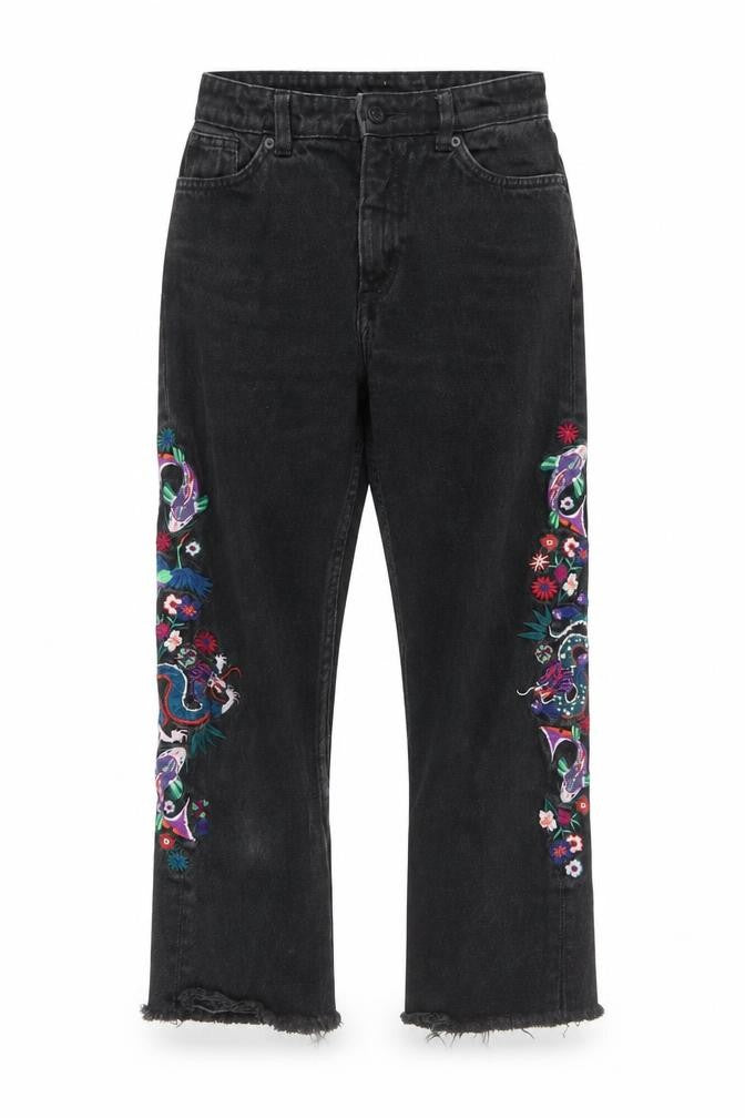 Monki Womens Black Cotton Straight Jeans Size 25 in L22 in Regular Button