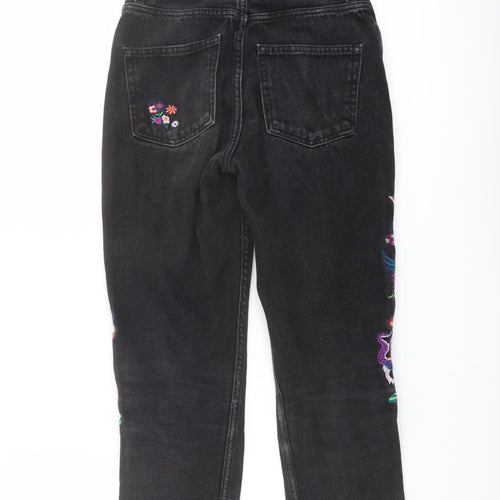 Monki Womens Black Cotton Straight Jeans Size 25 in L22 in Regular Button