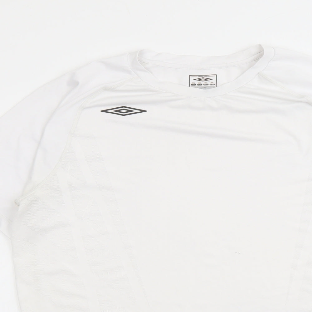 Umbro Mens White Polyester T-Shirt Size 2XL Round Neck - Logo