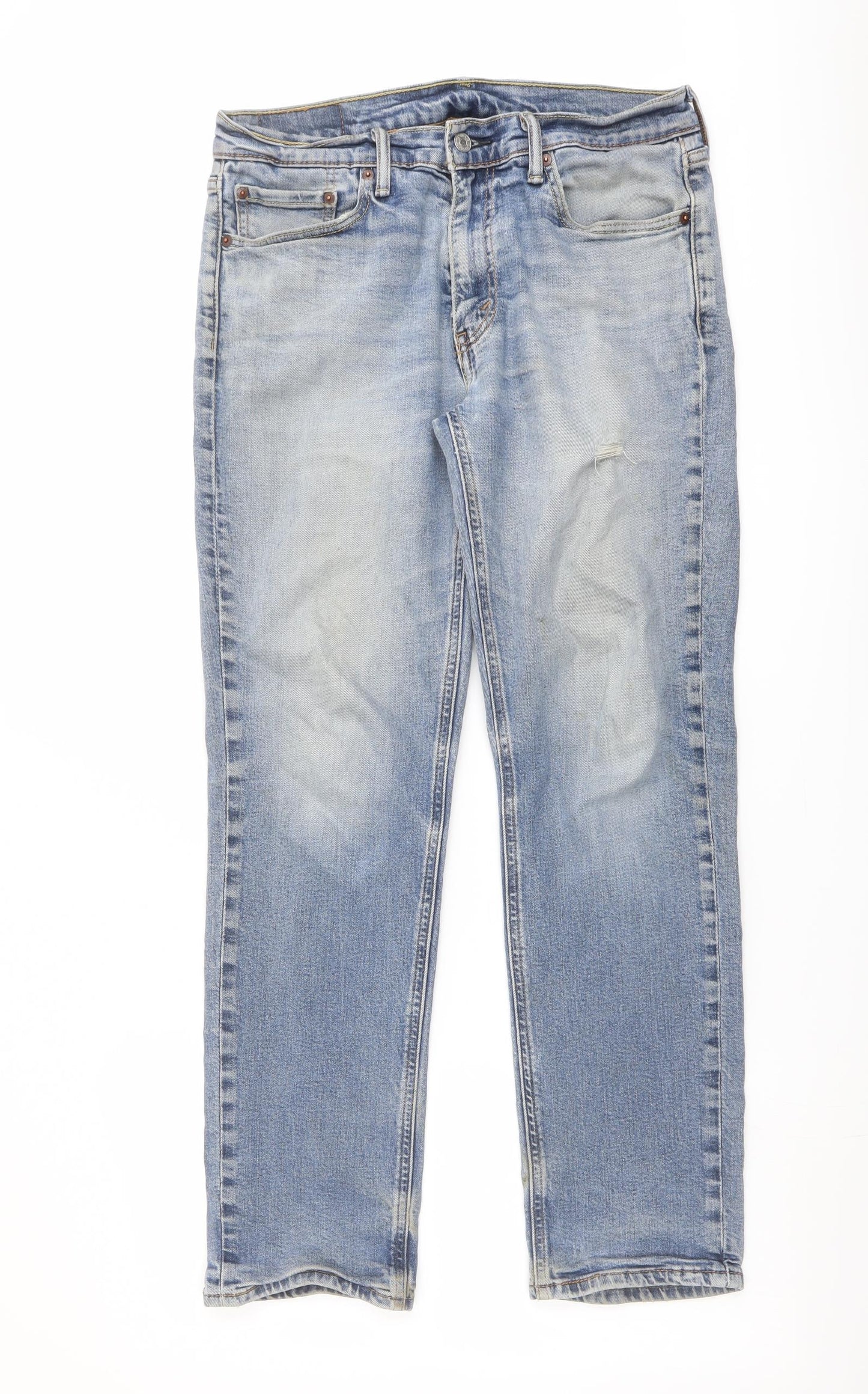 Levi's Mens Blue Cotton Straight Jeans Size 32 in L29 in Regular Button