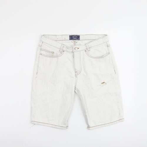 Springfield Mens White Cotton Bermuda Shorts Size 30 in L10 in Regular Button
