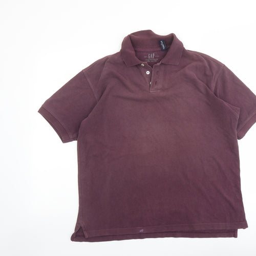 Gap Mens Purple Cotton Polo Size S Collared Button