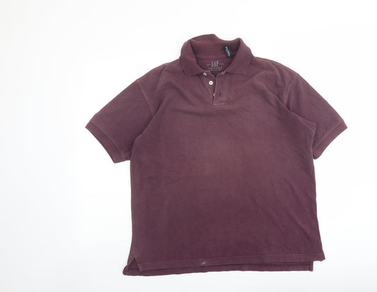 Gap Mens Purple Cotton Polo Size S Collared Button