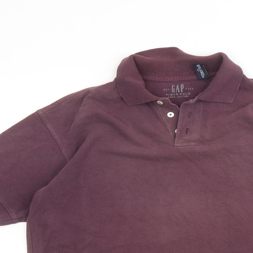 Gap Mens Purple Cotton Polo Size S Collared Button