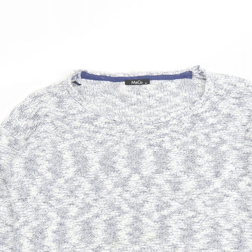 M&Co Womens Blue Round Neck Cotton Pullover Jumper Size 16