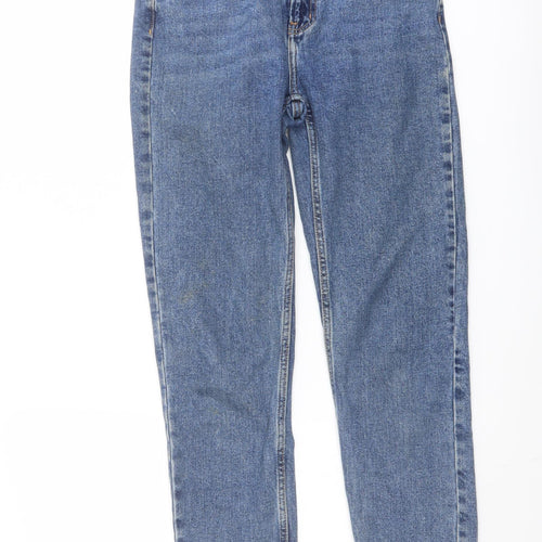Denim & Co. Womens Blue Cotton Straight Jeans Size 8 L25 in Regular Button