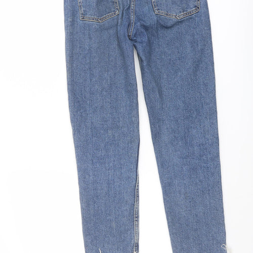Denim & Co. Womens Blue Cotton Straight Jeans Size 8 L25 in Regular Button