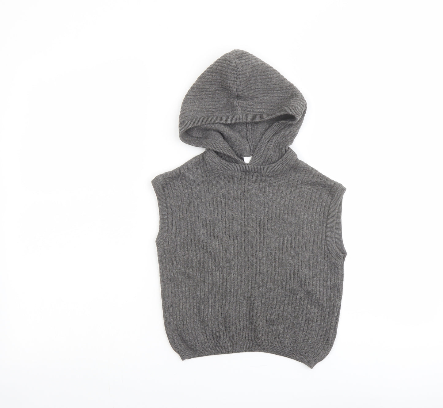 Zara Girls Grey Round Neck Cotton Vest Jumper Size 2-3 Years Pullover - Hooded