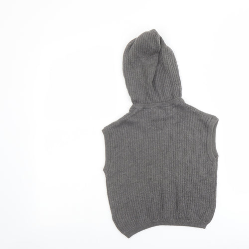 Zara Girls Grey Round Neck Cotton Vest Jumper Size 2-3 Years Pullover - Hooded