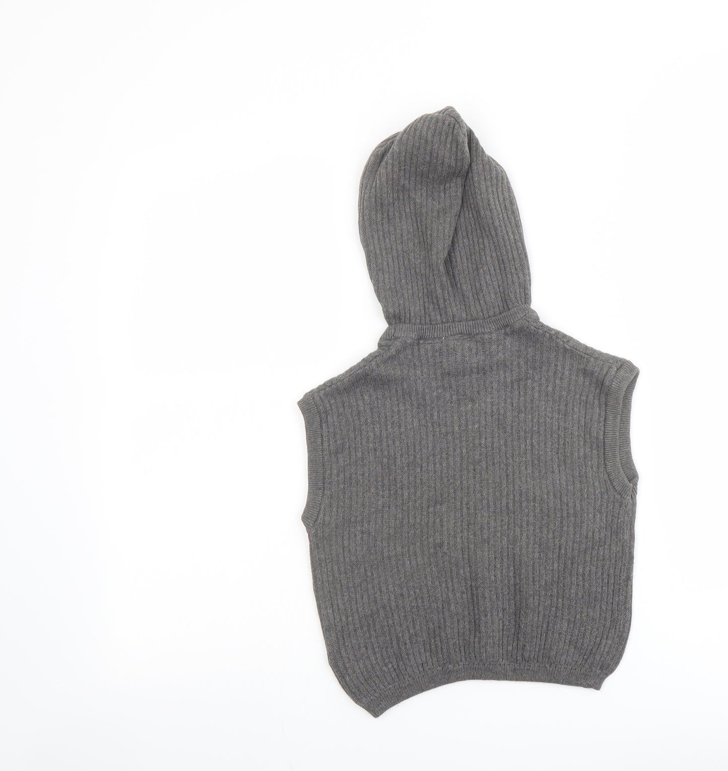 Zara Girls Grey Round Neck Cotton Vest Jumper Size 2-3 Years Pullover - Hooded