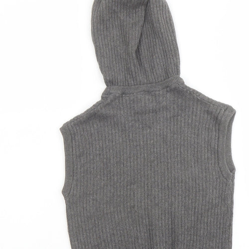 Zara Girls Grey Round Neck Cotton Vest Jumper Size 2-3 Years Pullover - Hooded