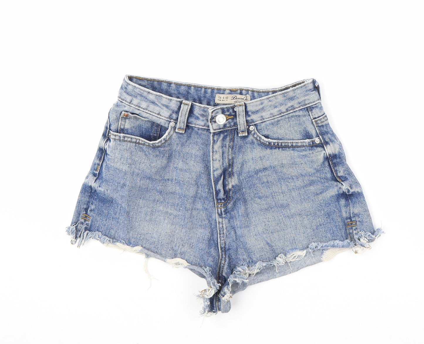 Denim & Co. Womens Blue Cotton Boyfriend Shorts Size 8 Regular Zip - Raw Hems
