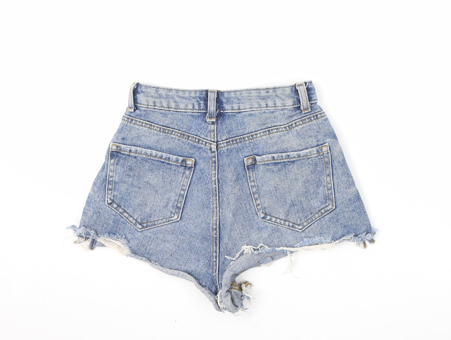 Denim & Co. Womens Blue Cotton Boyfriend Shorts Size 8 Regular Zip - Raw Hems